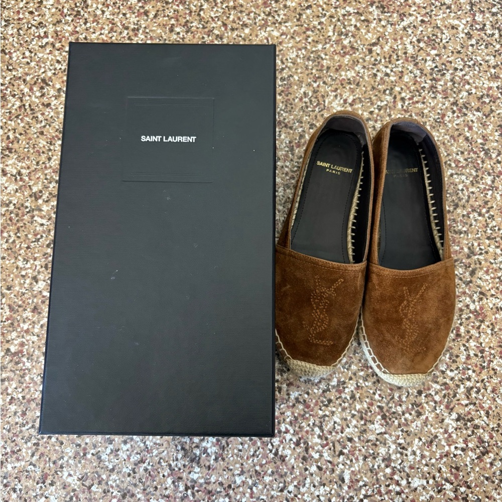 Saint Laurent Brown Suede Espadrilles